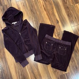 Juicy couture velour wine colored tracksuit medium pants large jacket